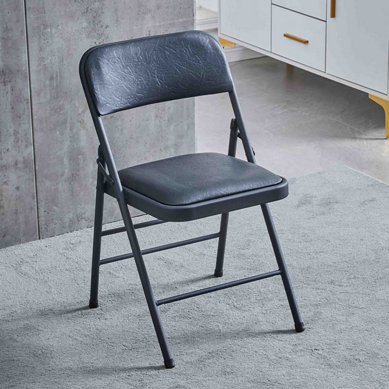 Contemporary Metal Dining Chair Home Armless Folding Open Back Dining Side Chair Gloss Black 1 Piece Clearhalo ' kitchen&dining_furn' 'Dining Chairs' 'Dining Tables & Seating' 'dining_chair' 'furn' 'furn_dining_chair' 'Furniture' 'furniture_dining_chair' 'Kitchen & Dining Furniture' 'kitchen' 3872070