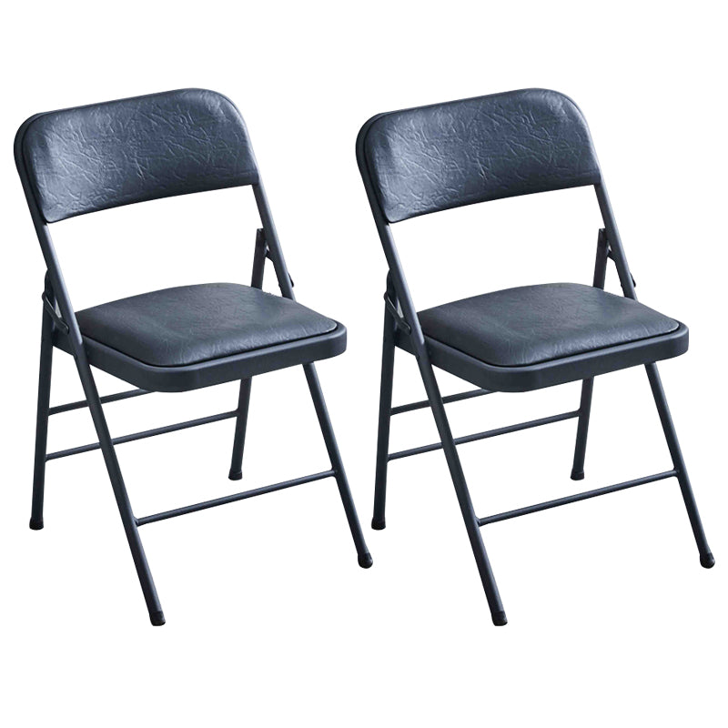 Contemporary Metal Dining Chair Home Armless Folding Open Back Dining Side Chair Gloss Black 2 Piece Set Clearhalo ' kitchen&dining_furn' 'Dining Chairs' 'Dining Tables & Seating' 'dining_chair' 'furn' 'furn_dining_chair' 'Furniture' 'furniture_dining_chair' 'Kitchen & Dining Furniture' 'kitchen' 3872071