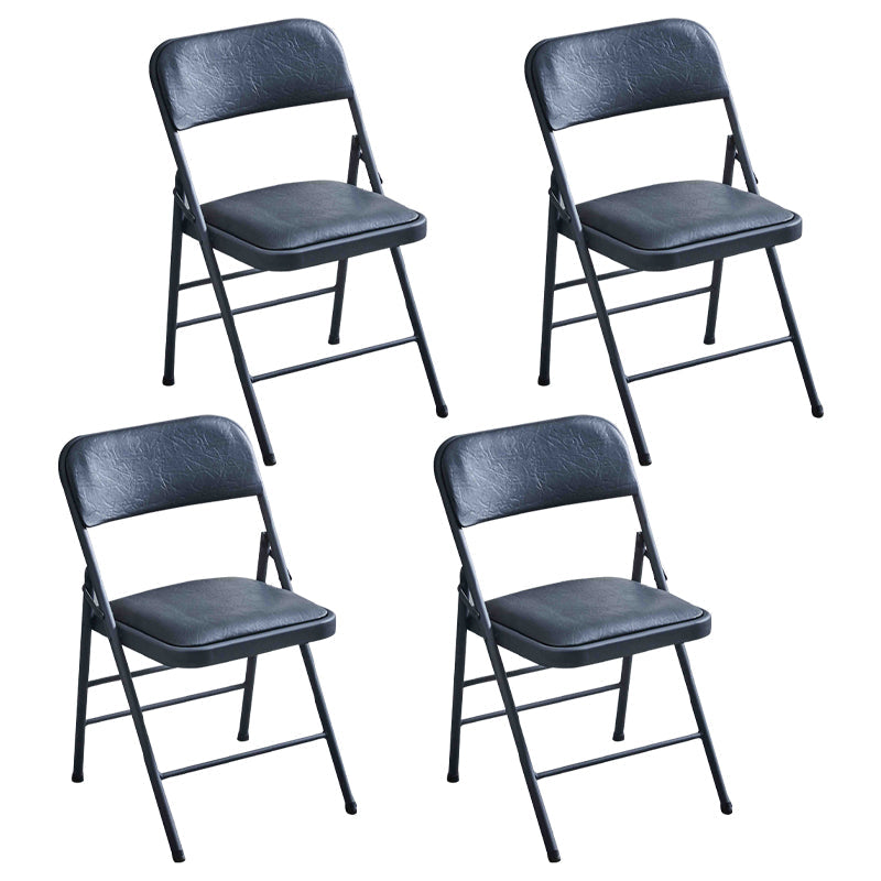 Contemporary Metal Dining Chair Home Armless Folding Open Back Dining Side Chair Gloss Black 4 Piece Set Clearhalo ' kitchen&dining_furn' 'Dining Chairs' 'Dining Tables & Seating' 'dining_chair' 'furn' 'furn_dining_chair' 'Furniture' 'furniture_dining_chair' 'Kitchen & Dining Furniture' 'kitchen' 3872074