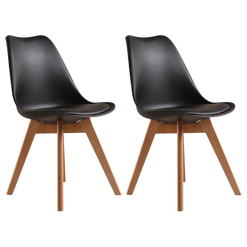 Contemporary Style Dining Room Chair Solid Armless Chairs with Wooden Legs Black Set of 2 Clearhalo ' kitchen&dining_furn' 'Dining Chairs' 'Dining Tables & Seating' 'dining_chair' 'Furniture' 'furniture_dining_chair' 'Kitchen & Dining Furniture' 'kitchen' 3872107