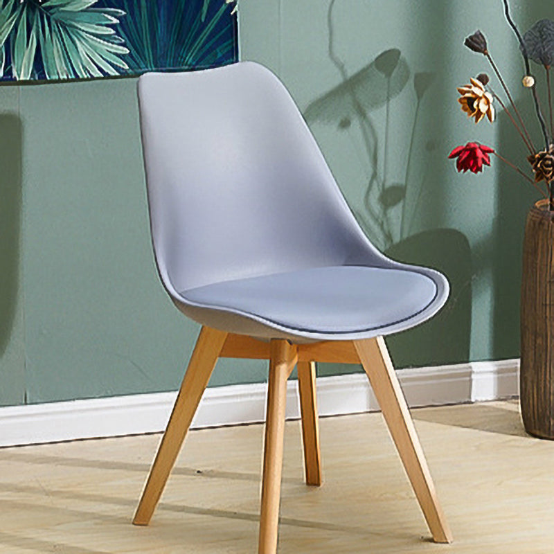 Contemporary Style Dining Room Chair Solid Armless Chairs with Wooden Legs Grey 1 Piece Clearhalo ' kitchen&dining_furn' 'Dining Chairs' 'Dining Tables & Seating' 'dining_chair' 'Furniture' 'furniture_dining_chair' 'Kitchen & Dining Furniture' 'kitchen' 3872111