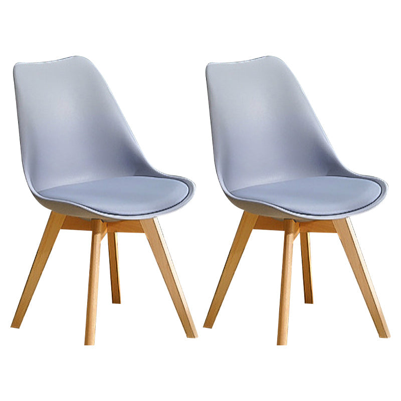 Contemporary Style Dining Room Chair Solid Armless Chairs with Wooden Legs Grey Set of 2 Clearhalo ' kitchen&dining_furn' 'Dining Chairs' 'Dining Tables & Seating' 'dining_chair' 'Furniture' 'furniture_dining_chair' 'Kitchen & Dining Furniture' 'kitchen' 3872112