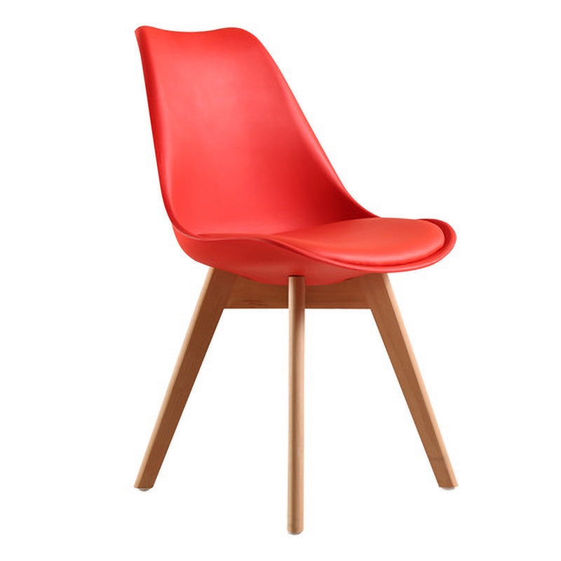 Contemporary Style Dining Room Chair Solid Armless Chairs with Wooden Legs Red 1 Piece Clearhalo ' kitchen&dining_furn' 'Dining Chairs' 'Dining Tables & Seating' 'dining_chair' 'Furniture' 'furniture_dining_chair' 'Kitchen & Dining Furniture' 'kitchen' 3872113