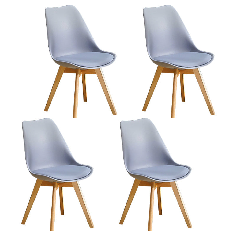 Contemporary Style Dining Room Chair Solid Armless Chairs with Wooden Legs Grey Set of 4 Clearhalo ' kitchen&dining_furn' 'Dining Chairs' 'Dining Tables & Seating' 'dining_chair' 'Furniture' 'furniture_dining_chair' 'Kitchen & Dining Furniture' 'kitchen' 3872114