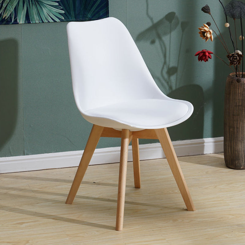Contemporary Style Dining Room Chair Solid Armless Chairs with Wooden Legs White 1 Piece Clearhalo ' kitchen&dining_furn' 'Dining Chairs' 'Dining Tables & Seating' 'dining_chair' 'Furniture' 'furniture_dining_chair' 'Kitchen & Dining Furniture' 'kitchen' 3872117
