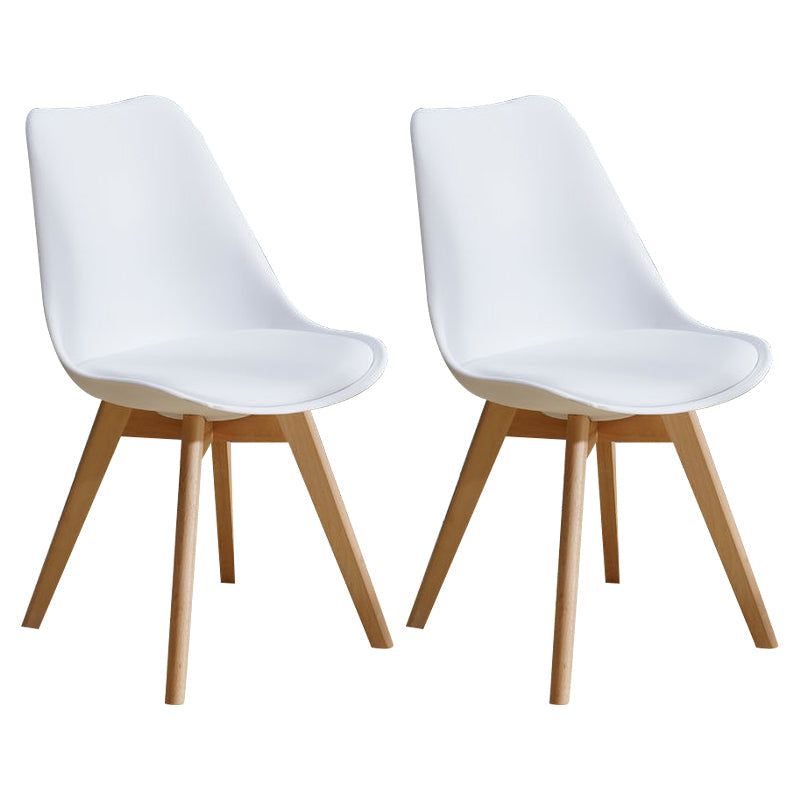 Contemporary Style Dining Room Chair Solid Armless Chairs with Wooden Legs White Set of 2 Clearhalo ' kitchen&dining_furn' 'Dining Chairs' 'Dining Tables & Seating' 'dining_chair' 'Furniture' 'furniture_dining_chair' 'Kitchen & Dining Furniture' 'kitchen' 3872119