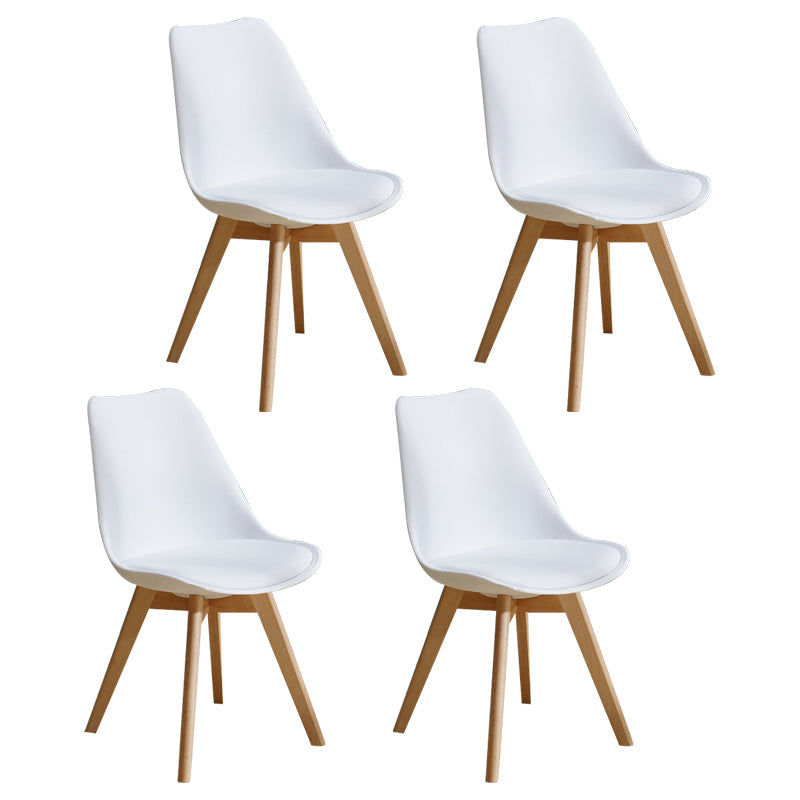 Contemporary Style Dining Room Chair Solid Armless Chairs with Wooden Legs White Set of 4 Clearhalo ' kitchen&dining_furn' 'Dining Chairs' 'Dining Tables & Seating' 'dining_chair' 'Furniture' 'furniture_dining_chair' 'Kitchen & Dining Furniture' 'kitchen' 3872120