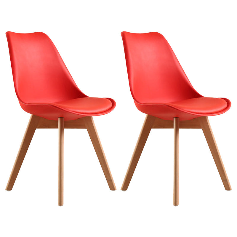 Contemporary Style Dining Room Chair Solid Armless Chairs with Wooden Legs Red Set of 2 Clearhalo ' kitchen&dining_furn' 'Dining Chairs' 'Dining Tables & Seating' 'dining_chair' 'Furniture' 'furniture_dining_chair' 'Kitchen & Dining Furniture' 'kitchen' 3872122