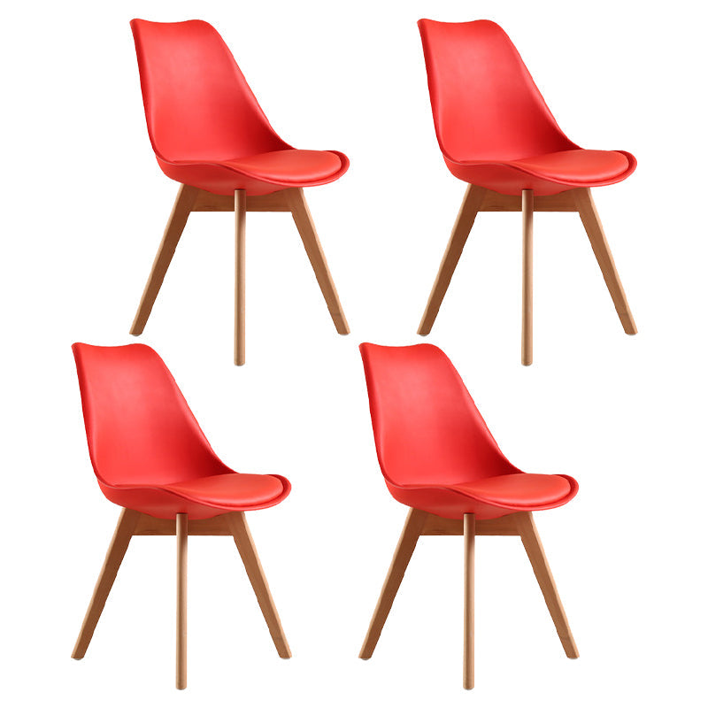 Contemporary Style Dining Room Chair Solid Armless Chairs with Wooden Legs Red Set of 4 Clearhalo ' kitchen&dining_furn' 'Dining Chairs' 'Dining Tables & Seating' 'dining_chair' 'Furniture' 'furniture_dining_chair' 'Kitchen & Dining Furniture' 'kitchen' 3872124