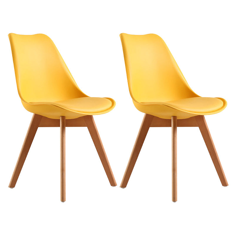 Contemporary Style Dining Room Chair Solid Armless Chairs with Wooden Legs Yellow Set of 2 Clearhalo ' kitchen&dining_furn' 'Dining Chairs' 'Dining Tables & Seating' 'dining_chair' 'Furniture' 'furniture_dining_chair' 'Kitchen & Dining Furniture' 'kitchen' 3872127