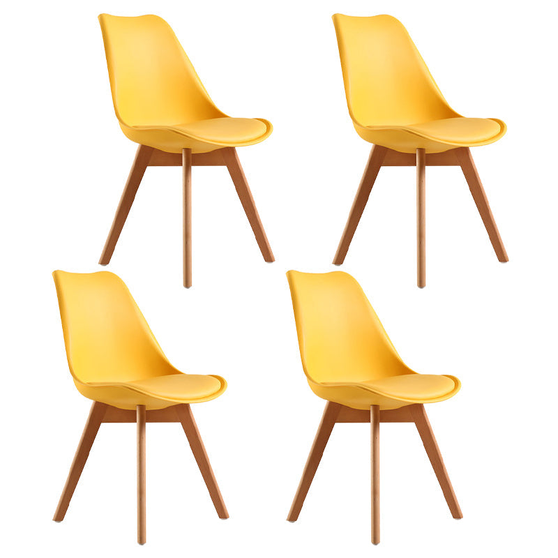 Contemporary Style Dining Room Chair Solid Armless Chairs with Wooden Legs Yellow Set of 4 Clearhalo ' kitchen&dining_furn' 'Dining Chairs' 'Dining Tables & Seating' 'dining_chair' 'Furniture' 'furniture_dining_chair' 'Kitchen & Dining Furniture' 'kitchen' 3872128
