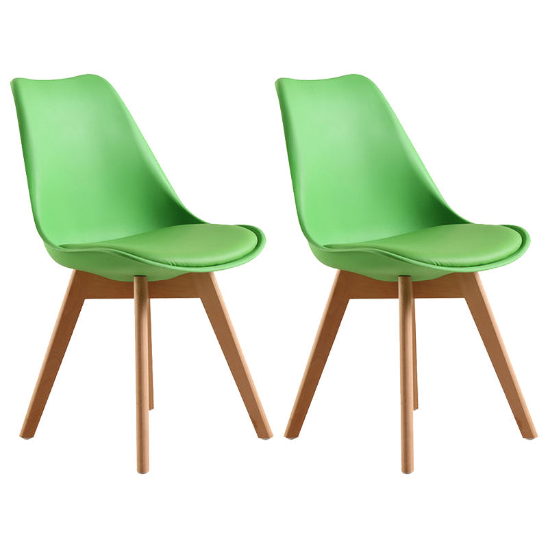 Contemporary Style Dining Room Chair Solid Armless Chairs with Wooden Legs Green Set of 2 Clearhalo ' kitchen&dining_furn' 'Dining Chairs' 'Dining Tables & Seating' 'dining_chair' 'Furniture' 'furniture_dining_chair' 'Kitchen & Dining Furniture' 'kitchen' 3872133