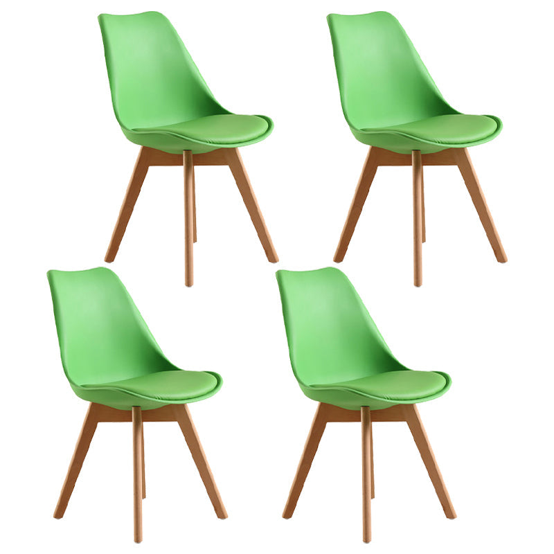 Contemporary Style Dining Room Chair Solid Armless Chairs with Wooden Legs Green Set of 4 Clearhalo ' kitchen&dining_furn' 'Dining Chairs' 'Dining Tables & Seating' 'dining_chair' 'Furniture' 'furniture_dining_chair' 'Kitchen & Dining Furniture' 'kitchen' 3872134