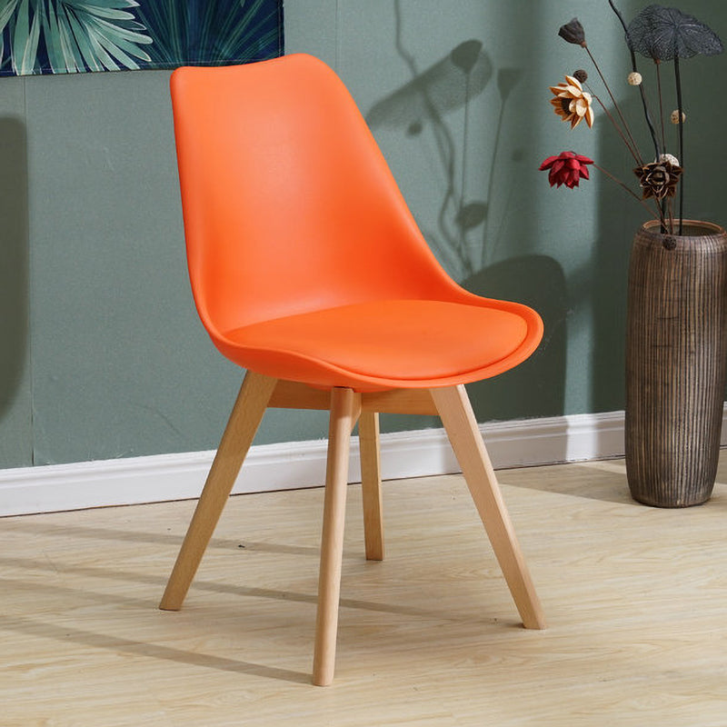 Contemporary Style Dining Room Chair Solid Armless Chairs with Wooden Legs Orange 1 Piece Clearhalo ' kitchen&dining_furn' 'Dining Chairs' 'Dining Tables & Seating' 'dining_chair' 'Furniture' 'furniture_dining_chair' 'Kitchen & Dining Furniture' 'kitchen' 3872135