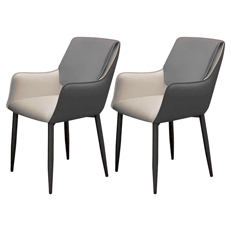 Contemporary Faux Leather Dining Chairs Upholstered Arm Chair with Metal Legs for Restaurant Dark Gray 2 Piece Set Clearhalo ' kitchen&dining_furn' 'Dining Chairs' 'Dining Tables & Seating' 'dining_chair' 'furn' 'furn_dining_chair' 'Furniture' 'furniture_dining_chair' 'Kitchen & Dining Furniture' 'kitchen' 3872148