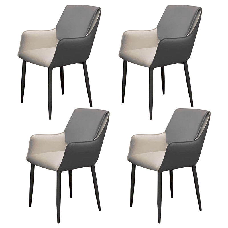 Contemporary Faux Leather Dining Chairs Upholstered Arm Chair with Metal Legs for Restaurant Dark Gray 4 Piece Set Clearhalo ' kitchen&dining_furn' 'Dining Chairs' 'Dining Tables & Seating' 'dining_chair' 'furn' 'furn_dining_chair' 'Furniture' 'furniture_dining_chair' 'Kitchen & Dining Furniture' 'kitchen' 3872150
