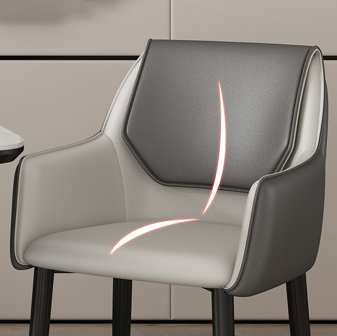 Contemporary Faux Leather Dining Chairs Upholstered Arm Chair with Metal Legs for Restaurant Clearhalo ' kitchen&dining_furn' 'Dining Chairs' 'Dining Tables & Seating' 'dining_chair' 'furn' 'furn_dining_chair' 'Furniture' 'furniture_dining_chair' 'Kitchen & Dining Furniture' 'kitchen' 3872153