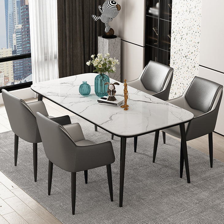 Contemporary Faux Leather Dining Chairs Upholstered Arm Chair with Metal Legs for Restaurant Clearhalo ' kitchen&dining_furn' 'Dining Chairs' 'Dining Tables & Seating' 'dining_chair' 'furn' 'furn_dining_chair' 'Furniture' 'furniture_dining_chair' 'Kitchen & Dining Furniture' 'kitchen' 3872159