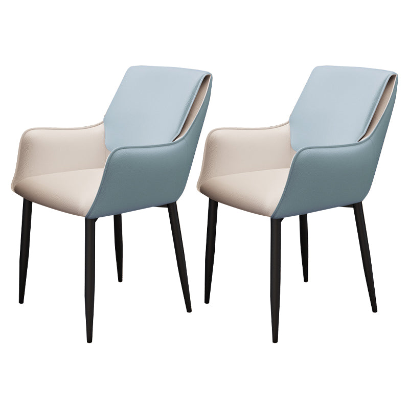 Contemporary Faux Leather Dining Chairs Upholstered Arm Chair with Metal Legs for Restaurant Light Blue 2 Piece Set Clearhalo ' kitchen&dining_furn' 'Dining Chairs' 'Dining Tables & Seating' 'dining_chair' 'furn' 'furn_dining_chair' 'Furniture' 'furniture_dining_chair' 'Kitchen & Dining Furniture' 'kitchen' 3872160