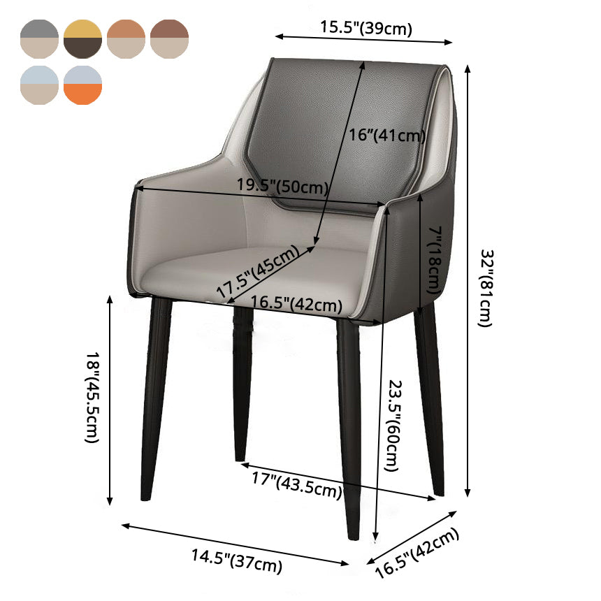 Contemporary Faux Leather Dining Chairs Upholstered Arm Chair with Metal Legs for Restaurant Clearhalo ' kitchen&dining_furn' 'Dining Chairs' 'Dining Tables & Seating' 'dining_chair' 'furn' 'furn_dining_chair' 'Furniture' 'furniture_dining_chair' 'Kitchen & Dining Furniture' 'kitchen' 3872168