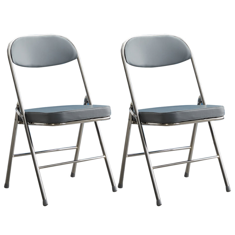 Modern Indoor-Outdoor Metal Side Chair Home Armless Cushioned Open Back Dining Side Chair Grey 2 Piece Set Clearhalo ' kitchen&dining_furn' 'Dining Chairs' 'Dining Tables & Seating' 'dining_chair' 'furn' 'furn_dining_chair' 'Furniture' 'furniture_dining_chair' 'Kitchen & Dining Furniture' 'kitchen' 3872178