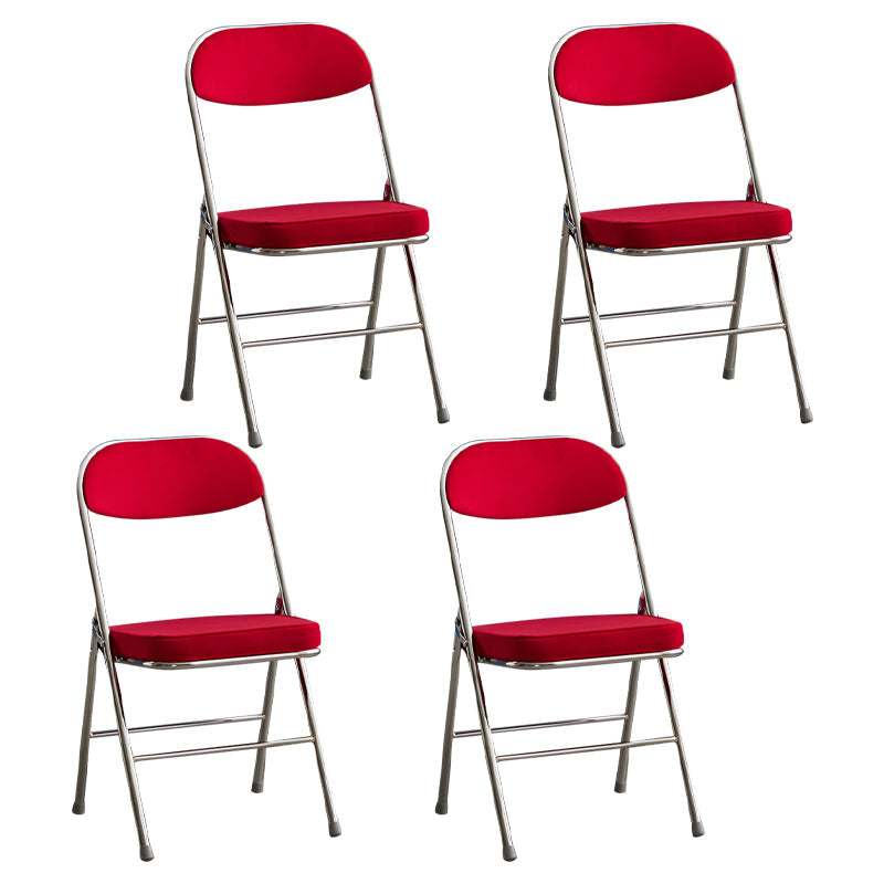 Modern Indoor-Outdoor Metal Side Chair Home Armless Cushioned Open Back Dining Side Chair Red 4 Piece Set Clearhalo ' kitchen&dining_furn' 'Dining Chairs' 'Dining Tables & Seating' 'dining_chair' 'furn' 'furn_dining_chair' 'Furniture' 'furniture_dining_chair' 'Kitchen & Dining Furniture' 'kitchen' 3872192