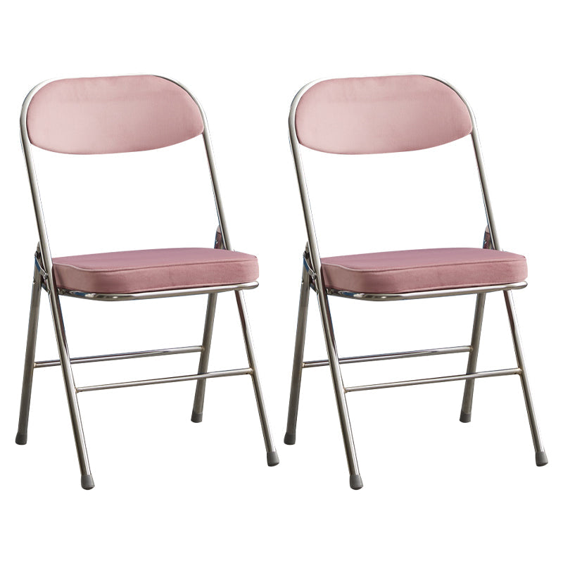 Modern Indoor-Outdoor Metal Side Chair Home Armless Cushioned Open Back Dining Side Chair Pink 2 Piece Set Clearhalo ' kitchen&dining_furn' 'Dining Chairs' 'Dining Tables & Seating' 'dining_chair' 'furn' 'furn_dining_chair' 'Furniture' 'furniture_dining_chair' 'Kitchen & Dining Furniture' 'kitchen' 3872194