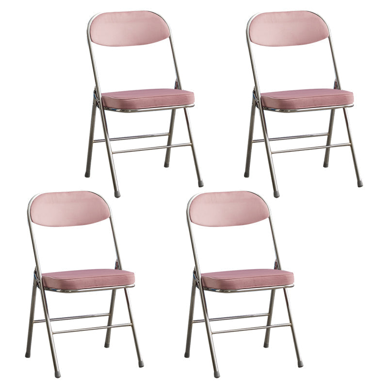 Modern Indoor-Outdoor Metal Side Chair Home Armless Cushioned Open Back Dining Side Chair Pink 4 Piece Set Clearhalo ' kitchen&dining_furn' 'Dining Chairs' 'Dining Tables & Seating' 'dining_chair' 'furn' 'furn_dining_chair' 'Furniture' 'furniture_dining_chair' 'Kitchen & Dining Furniture' 'kitchen' 3872195