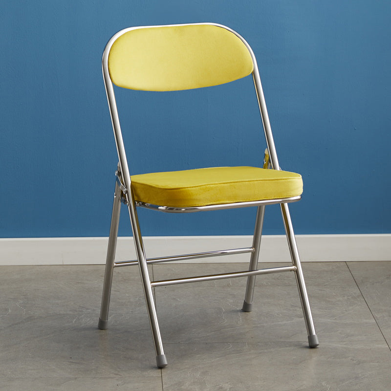 Modern Indoor-Outdoor Metal Side Chair Home Armless Cushioned Open Back Dining Side Chair Yellow 1 Piece Clearhalo ' kitchen&dining_furn' 'Dining Chairs' 'Dining Tables & Seating' 'dining_chair' 'furn' 'furn_dining_chair' 'Furniture' 'furniture_dining_chair' 'Kitchen & Dining Furniture' 'kitchen' 3872196