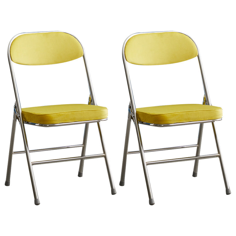 Modern Indoor-Outdoor Metal Side Chair Home Armless Cushioned Open Back Dining Side Chair Yellow 2 Piece Set Clearhalo ' kitchen&dining_furn' 'Dining Chairs' 'Dining Tables & Seating' 'dining_chair' 'furn' 'furn_dining_chair' 'Furniture' 'furniture_dining_chair' 'Kitchen & Dining Furniture' 'kitchen' 3872197