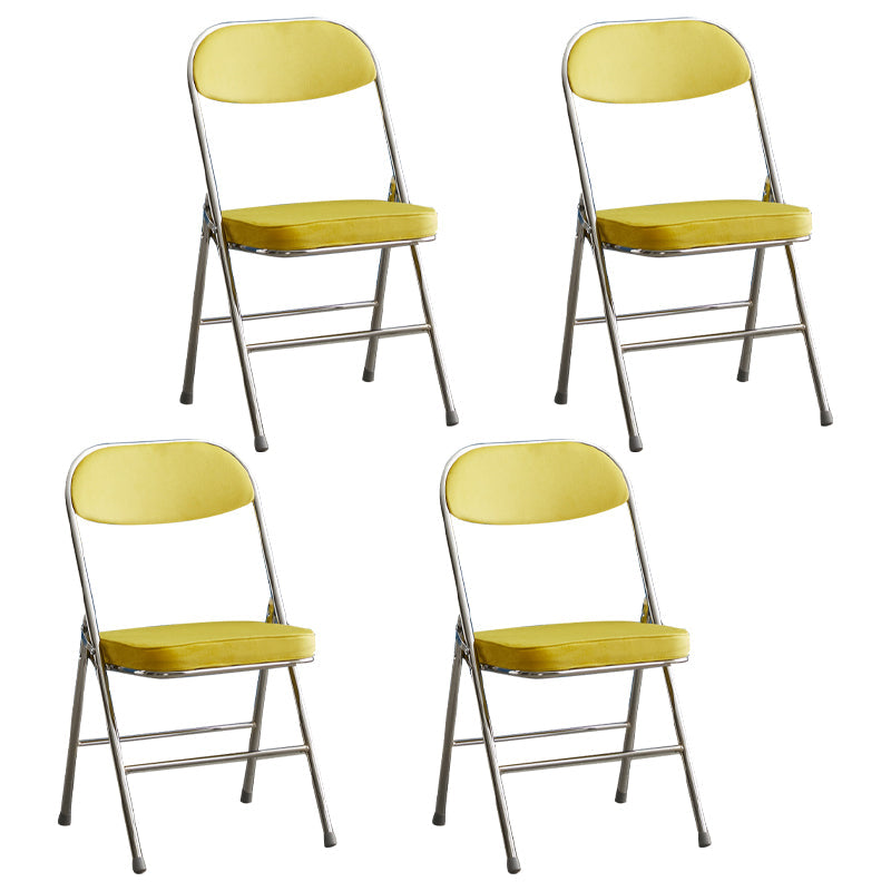 Modern Indoor-Outdoor Metal Side Chair Home Armless Cushioned Open Back Dining Side Chair Yellow 4 Piece Set Clearhalo ' kitchen&dining_furn' 'Dining Chairs' 'Dining Tables & Seating' 'dining_chair' 'furn' 'furn_dining_chair' 'Furniture' 'furniture_dining_chair' 'Kitchen & Dining Furniture' 'kitchen' 3872198