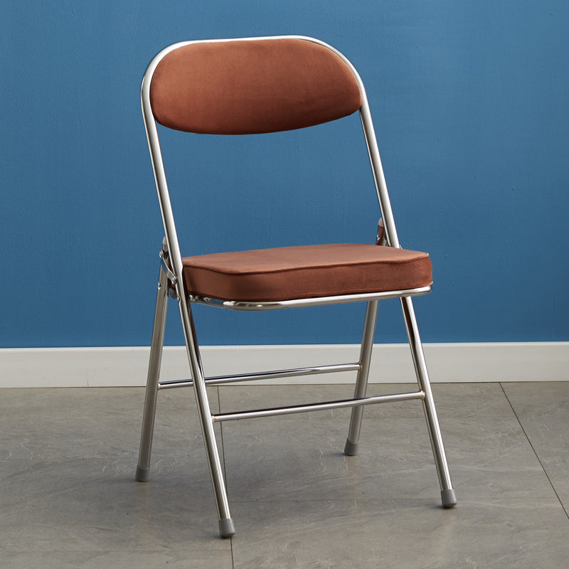 Modern Indoor-Outdoor Metal Side Chair Home Armless Cushioned Open Back Dining Side Chair Brown 1 Piece Clearhalo ' kitchen&dining_furn' 'Dining Chairs' 'Dining Tables & Seating' 'dining_chair' 'furn' 'furn_dining_chair' 'Furniture' 'furniture_dining_chair' 'Kitchen & Dining Furniture' 'kitchen' 3872202