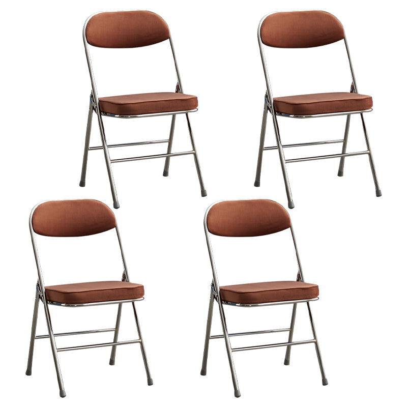 Modern Indoor-Outdoor Metal Side Chair Home Armless Cushioned Open Back Dining Side Chair Brown 4 Piece Set Clearhalo ' kitchen&dining_furn' 'Dining Chairs' 'Dining Tables & Seating' 'dining_chair' 'furn' 'furn_dining_chair' 'Furniture' 'furniture_dining_chair' 'Kitchen & Dining Furniture' 'kitchen' 3872204