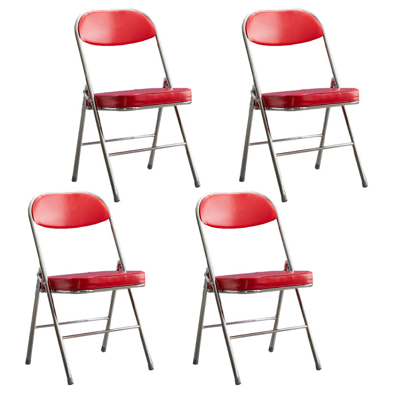 Modern Indoor-Outdoor Metal Side Chair Home Armless Cushioned Open Back Dining Side Chair Dark Red 4 Piece Set Clearhalo ' kitchen&dining_furn' 'Dining Chairs' 'Dining Tables & Seating' 'dining_chair' 'furn' 'furn_dining_chair' 'Furniture' 'furniture_dining_chair' 'Kitchen & Dining Furniture' 'kitchen' 3872216