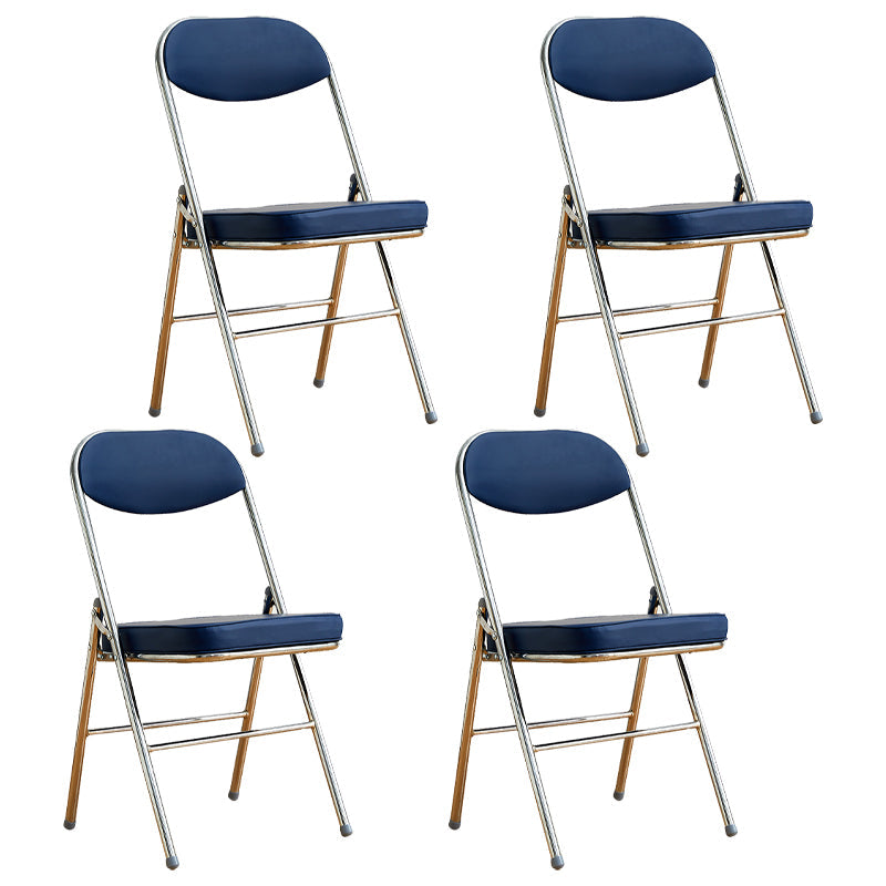 Modern Indoor-Outdoor Metal Side Chair Home Armless Cushioned Open Back Dining Side Chair Dark Blue 4 Piece Set Clearhalo ' kitchen&dining_furn' 'Dining Chairs' 'Dining Tables & Seating' 'dining_chair' 'furn' 'furn_dining_chair' 'Furniture' 'furniture_dining_chair' 'Kitchen & Dining Furniture' 'kitchen' 3872219