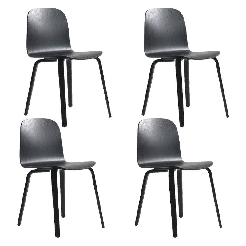 Modern Style Dining Side Chair Armless Solid Back Chair with Wooden Legs for Kitchen Black 4 Piece Set Clearhalo ' kitchen&dining_furn' 'Dining Chairs' 'Dining Tables & Seating' 'dining_chair' 'furn' 'furn_dining_chair' 'Furniture' 'furniture_dining_chair' 'Kitchen & Dining Furniture' 'kitchen' 3872225
