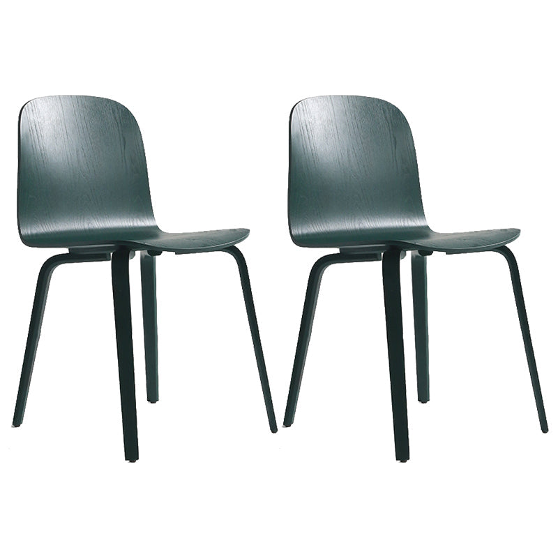 Modern Style Dining Side Chair Armless Solid Back Chair with Wooden Legs for Kitchen Blackish Green 2 Piece Set Clearhalo ' kitchen&dining_furn' 'Dining Chairs' 'Dining Tables & Seating' 'dining_chair' 'furn' 'furn_dining_chair' 'Furniture' 'furniture_dining_chair' 'Kitchen & Dining Furniture' 'kitchen' 3872236