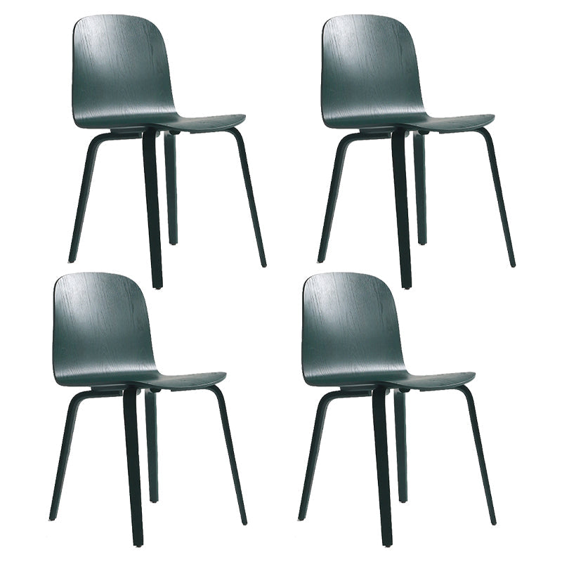 Modern Style Dining Side Chair Armless Solid Back Chair with Wooden Legs for Kitchen Blackish Green 4 Piece Set Clearhalo ' kitchen&dining_furn' 'Dining Chairs' 'Dining Tables & Seating' 'dining_chair' 'furn' 'furn_dining_chair' 'Furniture' 'furniture_dining_chair' 'Kitchen & Dining Furniture' 'kitchen' 3872238