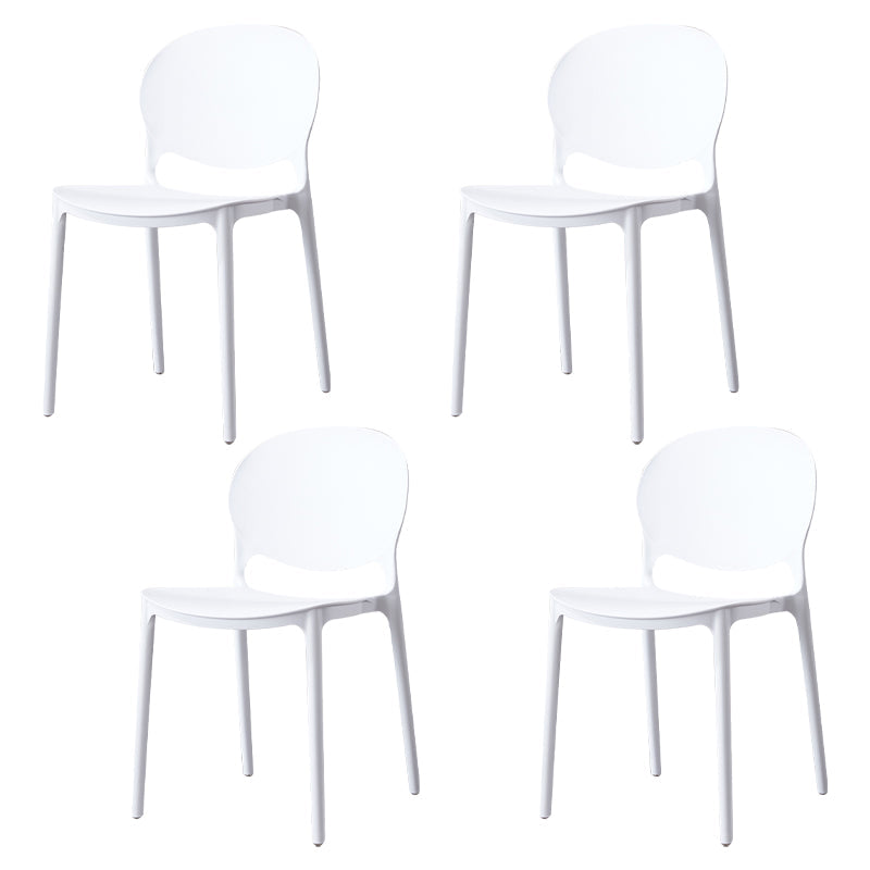 Scandinavian Plastic Dining Side Chair Open Back Matte Finish Dining Chair White 4 Piece Set Clearhalo ' kitchen&dining_furn' 'Dining Chairs' 'Dining Tables & Seating' 'dining_chair' 'furn' 'furn_dining_chair' 'Furniture' 'furniture_dining_chair' 'Kitchen & Dining Furniture' 'kitchen' 3872267