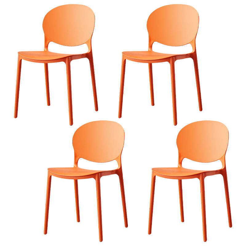 Scandinavian Plastic Dining Side Chair Open Back Matte Finish Dining Chair Orange 4 Piece Set Clearhalo ' kitchen&dining_furn' 'Dining Chairs' 'Dining Tables & Seating' 'dining_chair' 'furn' 'furn_dining_chair' 'Furniture' 'furniture_dining_chair' 'Kitchen & Dining Furniture' 'kitchen' 3872279