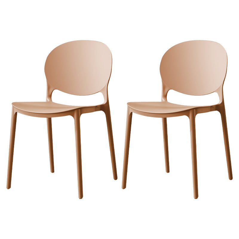 Scandinavian Plastic Dining Side Chair Open Back Matte Finish Dining Chair Brown 2 Piece Set Clearhalo ' kitchen&dining_furn' 'Dining Chairs' 'Dining Tables & Seating' 'dining_chair' 'furn' 'furn_dining_chair' 'Furniture' 'furniture_dining_chair' 'Kitchen & Dining Furniture' 'kitchen' 3872281