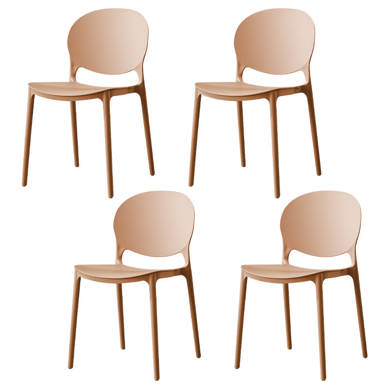 Scandinavian Plastic Dining Side Chair Open Back Matte Finish Dining Chair Brown 4 Piece Set Clearhalo ' kitchen&dining_furn' 'Dining Chairs' 'Dining Tables & Seating' 'dining_chair' 'furn' 'furn_dining_chair' 'Furniture' 'furniture_dining_chair' 'Kitchen & Dining Furniture' 'kitchen' 3872282