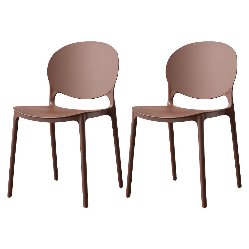 Scandinavian Plastic Dining Side Chair Open Back Matte Finish Dining Chair Coffee 2 Piece Set Clearhalo ' kitchen&dining_furn' 'Dining Chairs' 'Dining Tables & Seating' 'dining_chair' 'furn' 'furn_dining_chair' 'Furniture' 'furniture_dining_chair' 'Kitchen & Dining Furniture' 'kitchen' 3872296