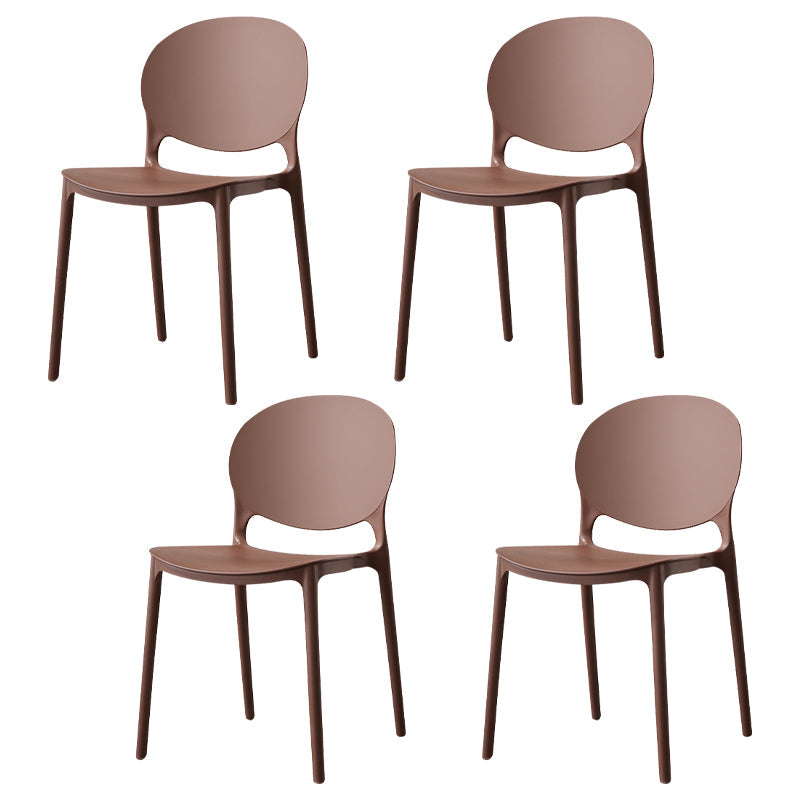 Scandinavian Plastic Dining Side Chair Open Back Matte Finish Dining Chair Coffee 4 Piece Set Clearhalo ' kitchen&dining_furn' 'Dining Chairs' 'Dining Tables & Seating' 'dining_chair' 'furn' 'furn_dining_chair' 'Furniture' 'furniture_dining_chair' 'Kitchen & Dining Furniture' 'kitchen' 3872297