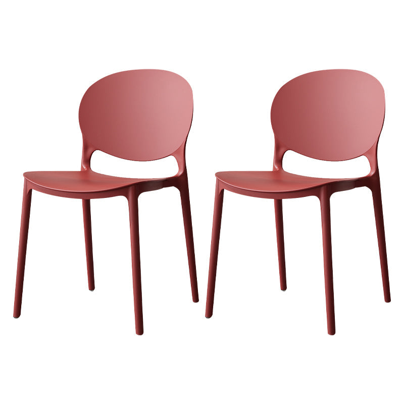 Scandinavian Plastic Dining Side Chair Open Back Matte Finish Dining Chair Burgundy 2 Piece Set Clearhalo ' kitchen&dining_furn' 'Dining Chairs' 'Dining Tables & Seating' 'dining_chair' 'furn' 'furn_dining_chair' 'Furniture' 'furniture_dining_chair' 'Kitchen & Dining Furniture' 'kitchen' 3872299