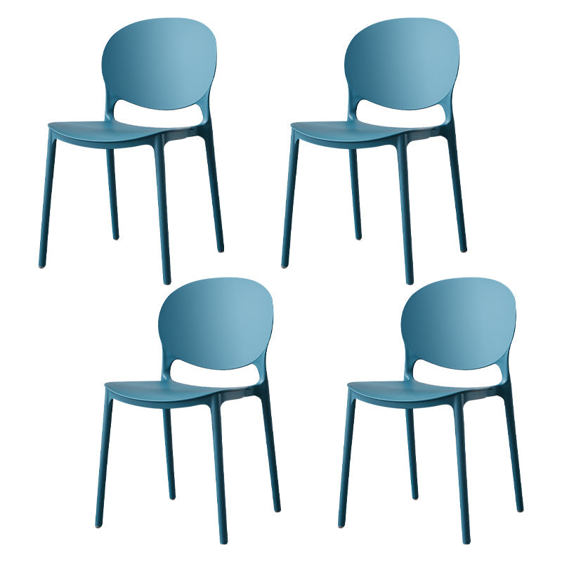 Scandinavian Plastic Dining Side Chair Open Back Matte Finish Dining Chair Peacock Blue 4 Piece Set Clearhalo ' kitchen&dining_furn' 'Dining Chairs' 'Dining Tables & Seating' 'dining_chair' 'furn' 'furn_dining_chair' 'Furniture' 'furniture_dining_chair' 'Kitchen & Dining Furniture' 'kitchen' 3872306