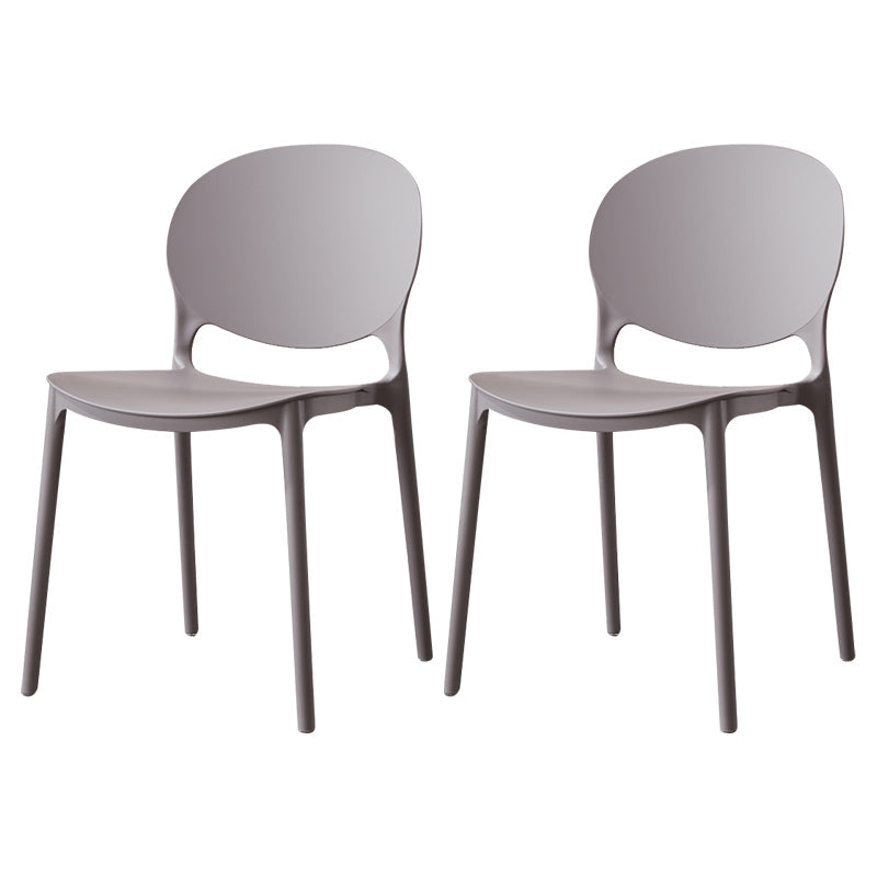 Scandinavian Plastic Dining Side Chair Open Back Matte Finish Dining Chair Gray-Khaki 2 Piece Set Clearhalo ' kitchen&dining_furn' 'Dining Chairs' 'Dining Tables & Seating' 'dining_chair' 'furn' 'furn_dining_chair' 'Furniture' 'furniture_dining_chair' 'Kitchen & Dining Furniture' 'kitchen' 3872308