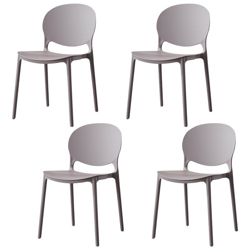 Scandinavian Plastic Dining Side Chair Open Back Matte Finish Dining Chair Gray-Khaki 4 Piece Set Clearhalo ' kitchen&dining_furn' 'Dining Chairs' 'Dining Tables & Seating' 'dining_chair' 'furn' 'furn_dining_chair' 'Furniture' 'furniture_dining_chair' 'Kitchen & Dining Furniture' 'kitchen' 3872309