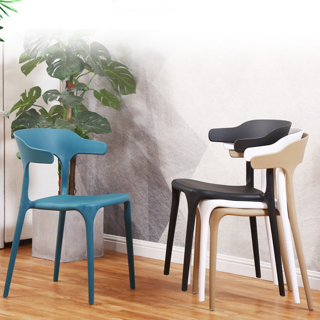 Modern Plastic Indoor-Outdoor Chair Home Stackable Open Back Dining Side Chair with Arm Clearhalo ' kitchen&dining_furn' 'Dining Chairs' 'Dining Tables & Seating' 'dining_chair' 'furn' 'furn_dining_chair' 'Furniture' 'furniture_dining_chair' 'Kitchen & Dining Furniture' 'kitchen' 3872331