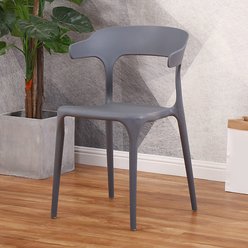 Modern Plastic Indoor-Outdoor Chair Home Stackable Open Back Dining Side Chair with Arm Dark Gray 1 Piece Clearhalo ' kitchen&dining_furn' 'Dining Chairs' 'Dining Tables & Seating' 'dining_chair' 'furn' 'furn_dining_chair' 'Furniture' 'furniture_dining_chair' 'Kitchen & Dining Furniture' 'kitchen' 3872332